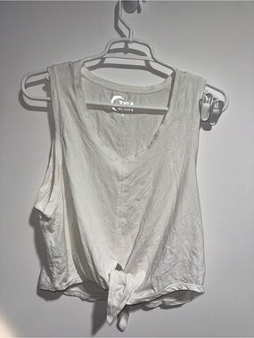 Zyia Active White Tie-Front Sleeveless Tank Top Size S